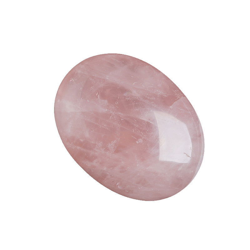Single Rose Quartz Worry Stone Closeup