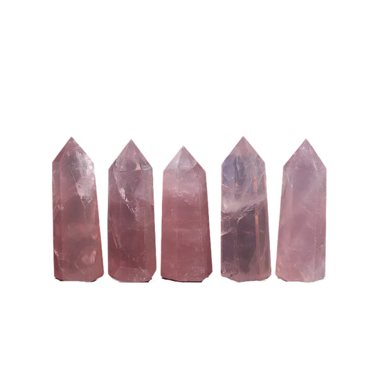 Wholesale Natural Rose Quartz Tower Point Crystal (Madagascar Deep Pink)