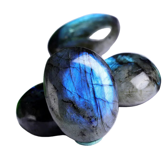 Wholesale polished flash labradorite palm stone natural blue flash crystal bulk for shop resale home decor