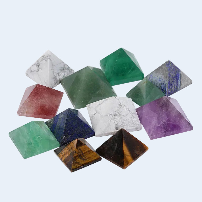 Mixed Natural Gemstone Crystal Pyramids Wholesale Polished Healing Stone