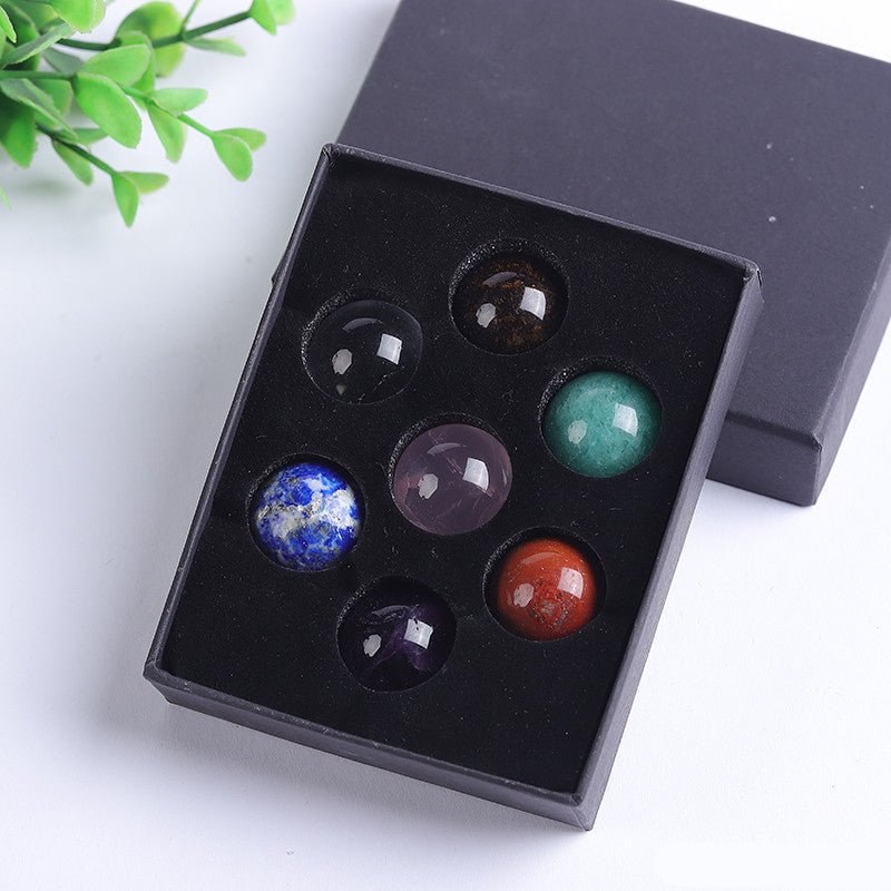 7 chakra mixed natural crystal sphere gift box, healing gemstone balls