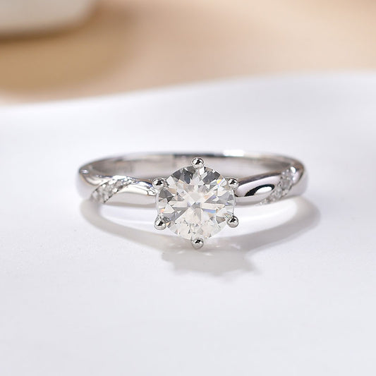 S925 Sterling Silver Ring with round cubic zirconia stone, solitaire engagement ring style