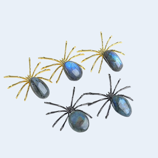 Blue Flash Labradorite Spider Wholesale Handmade Crystal Spider Figurine