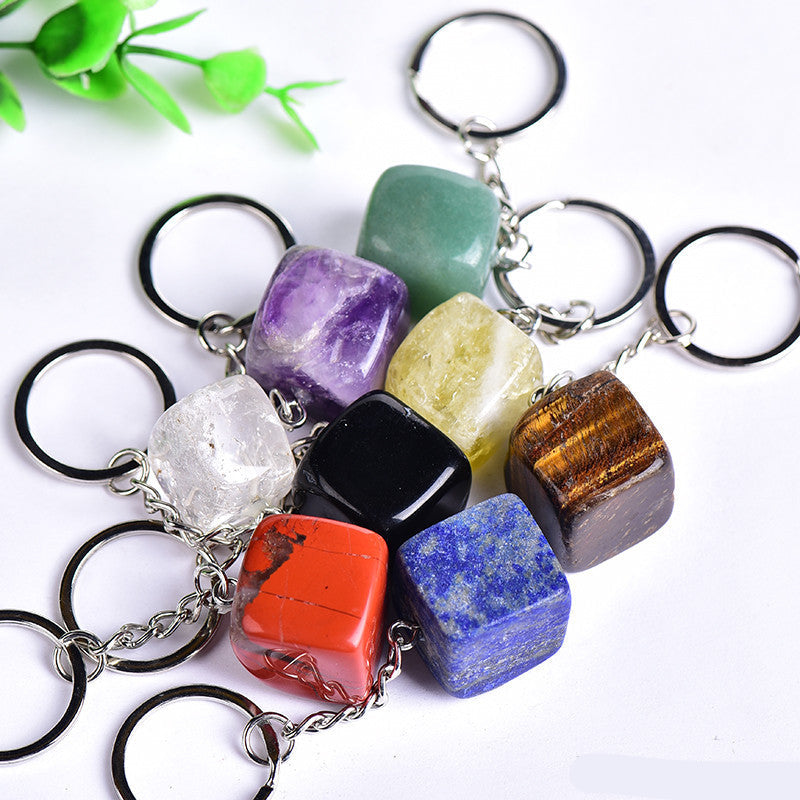 Natural Crystal Cube Keychain Carving Wholesale
