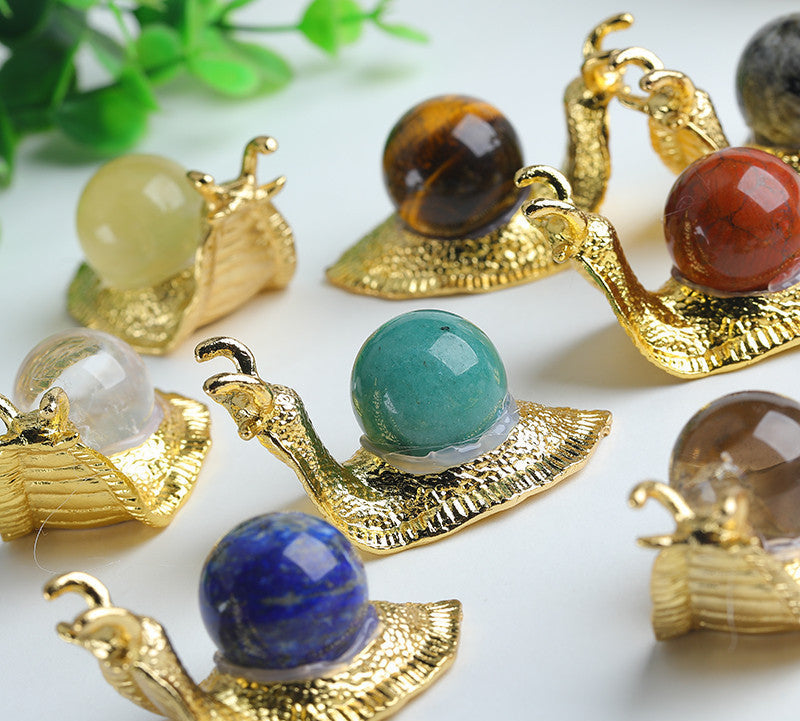 Crystal Sphere Snails Ornament Handmade Alloy Snails Wholesale