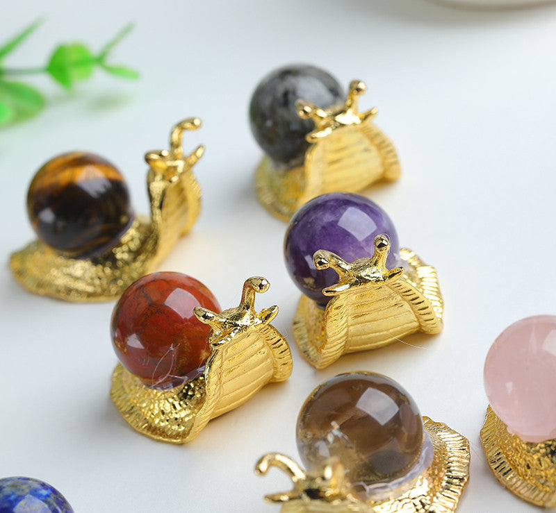 Crystal Sphere Snails Ornament Handmade Alloy Snails Wholesale