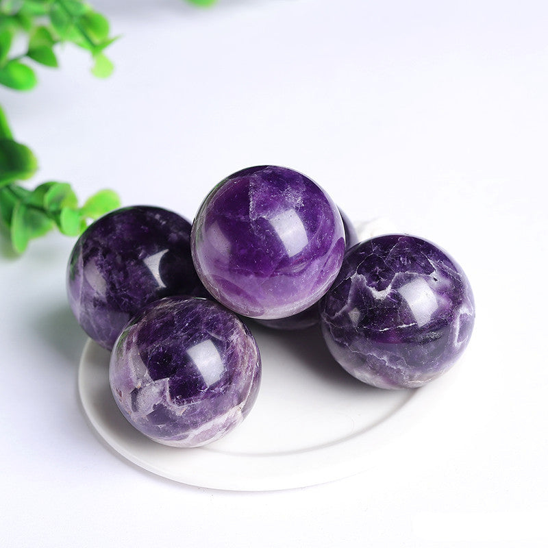 Group of Chevron Amethyst Spheres White Background