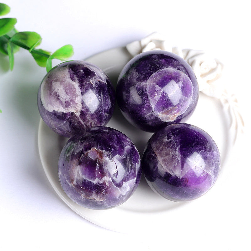 Natural Chevron Amethyst Sphere Wholesale, Polished Purple Crystal Ball