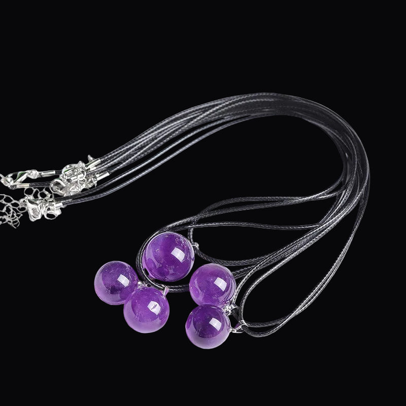 Natural Crystal Ball Sphere Pendant Amethyst