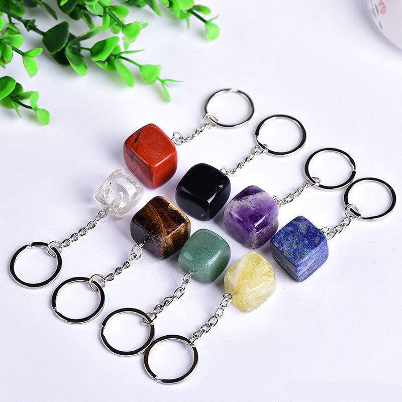 Natural Crystal Cube Keychain Carving Wholesale