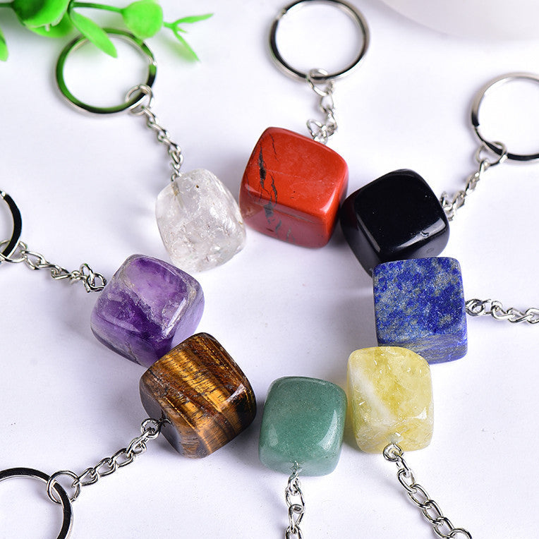 Natural Crystal Cube Keychain Carving Wholesale
