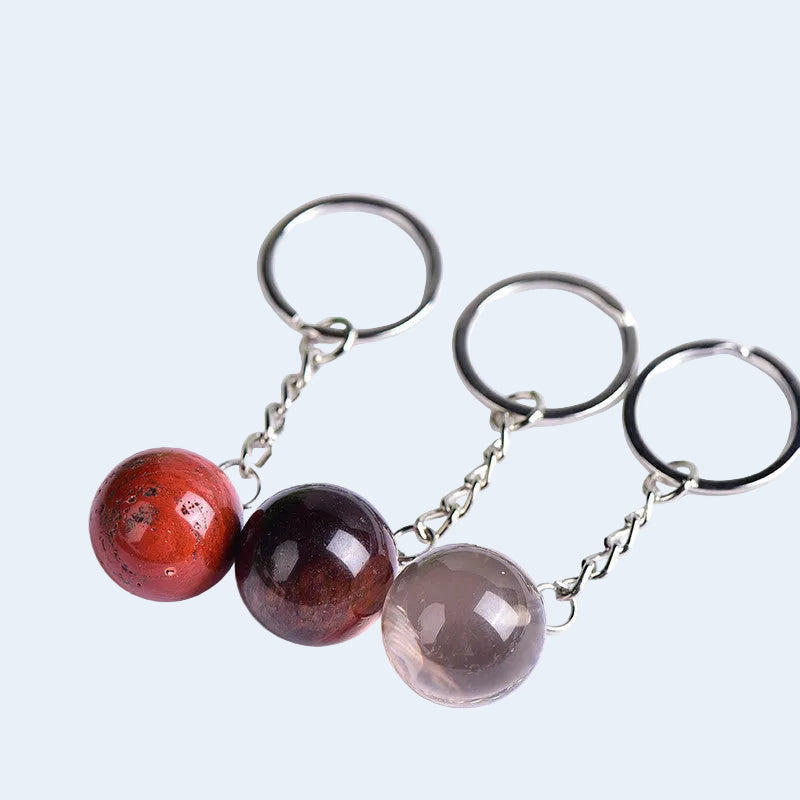 Natural Crystal Sphere Keychain Crystal Ring Wholesale