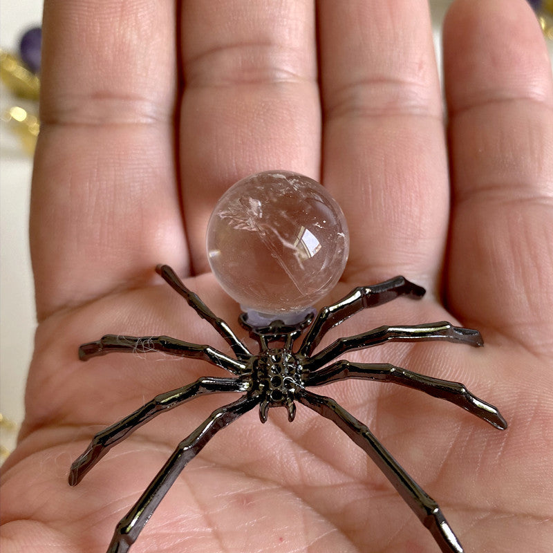 Natural Crystal Spider Ornament with Clear Quartzn Sphere