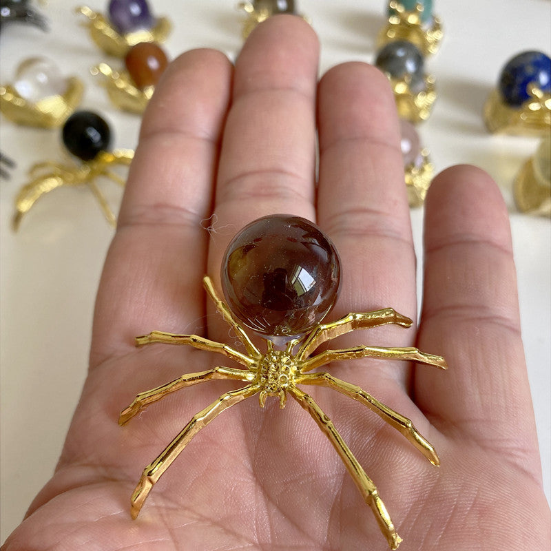 Natural Crystal Spider Ornament with smoky quartz Sphere