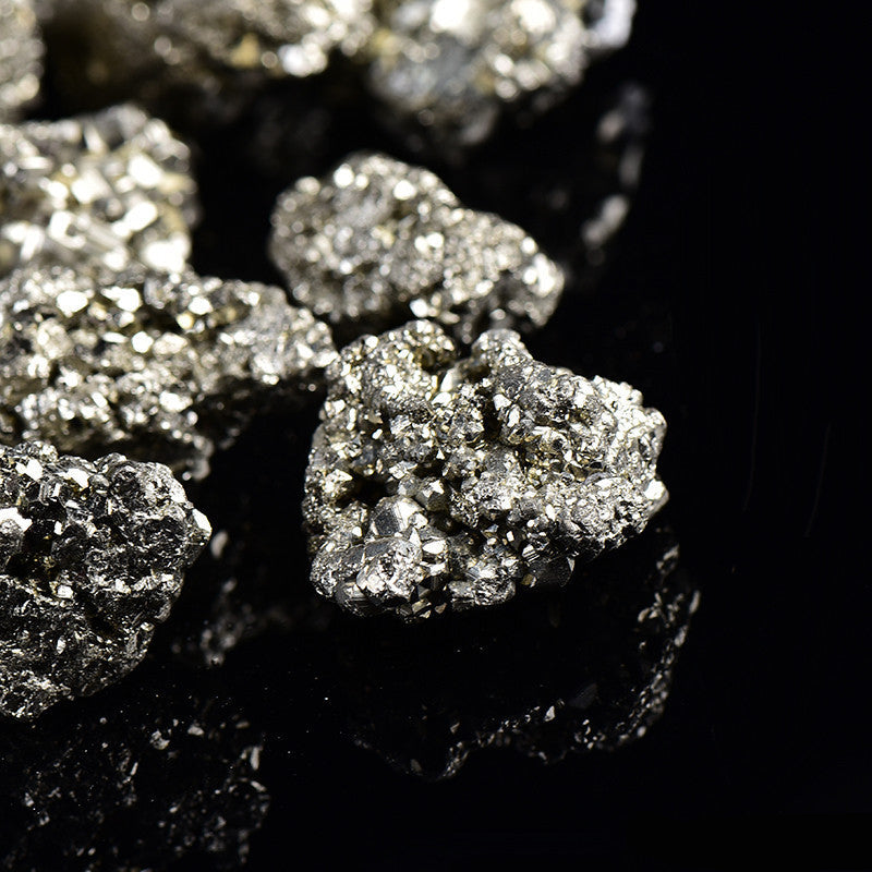 Natural Pyrite Crystal Cluster Raw Mineral Specimen Close-up