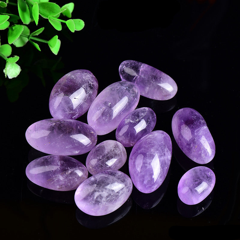 Wholesale polished tumbled amethyst stones. Smooth natural amethyst tumbles for crystal healing