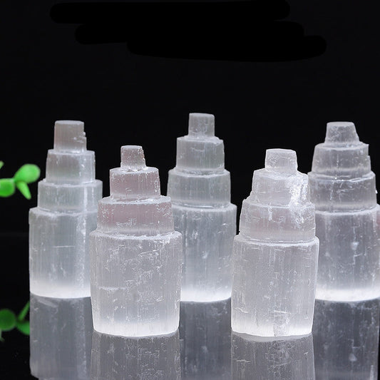 Natural White Selenite Tower Wholesale Hand Carved Crystal Skyscraper Point