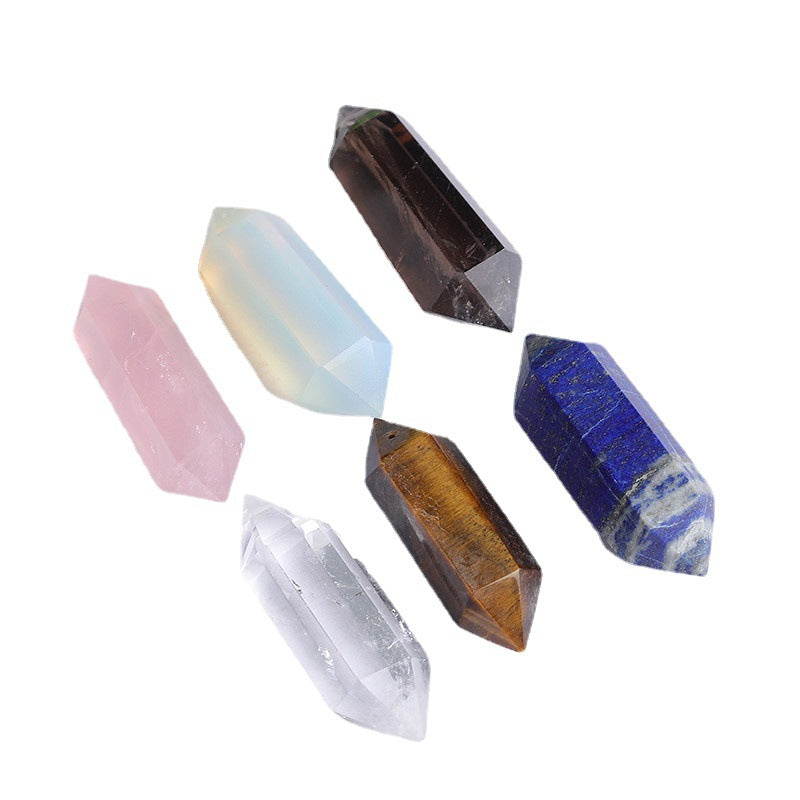 Wholesale mixed natural double terminated crystal points, polished multi-color gemstone double point tower bulk for resale jewelry making