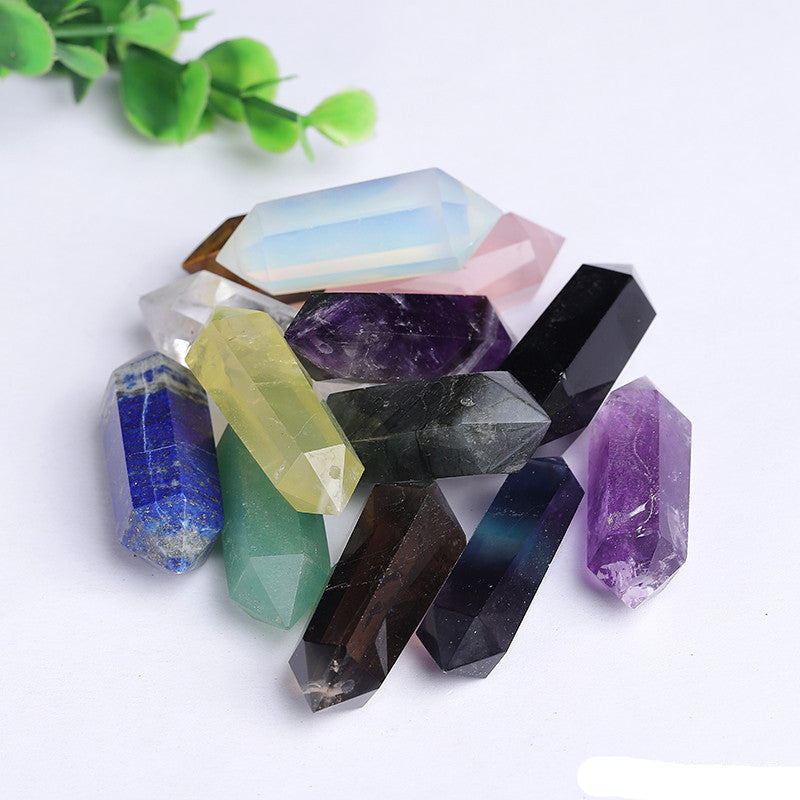 Wholesale mixed natural double terminated crystal points, polished multi-color gemstone double point tower bulk for resale jewelry making