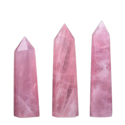 Wholesale natural rose quartz tower, polished pink crystal point wand for healing decor