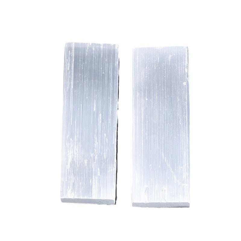 Pair of Raw Selenite Slab Bars Natural Crystal
