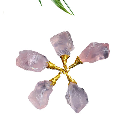 Wholesale Natural RawRose Quartz Raw Stone Pendants