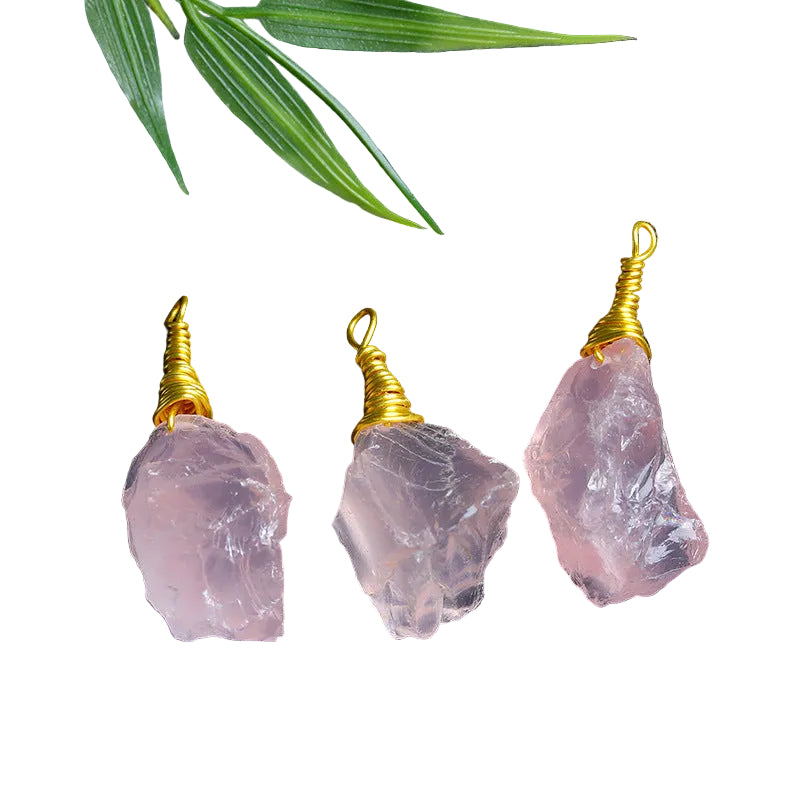 Wholesale Natural Rose Quartz Pendants - Raw Crystal Points for Jewelry Healing