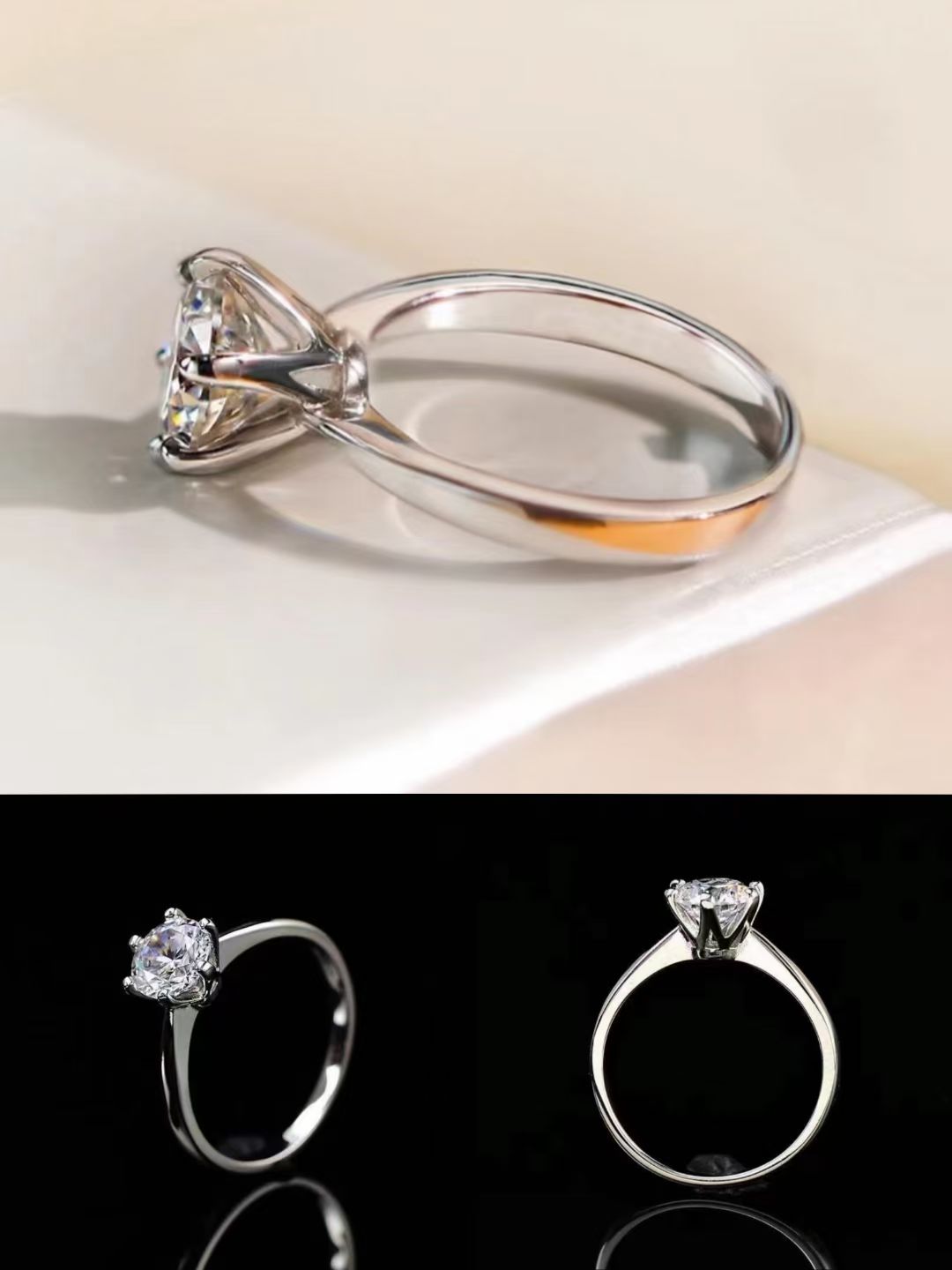 Wholesale S925 Sterling Silver Rings Premium Sparkle Moissanite Ring