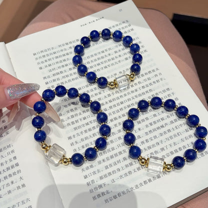 Blue Lapis Lazuli DIY Crystal Bracelet with Gold Accents