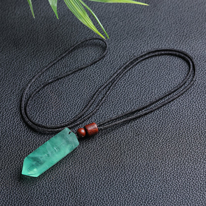 Natural polished crystal tower pendant with wooden bead adjustable necklace cord, crystal jewelry making supply bulk wholesale