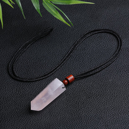 Natural polished crystal tower pendant with wooden bead adjustable necklace cord, crystal jewelry making supply bulk wholesale
