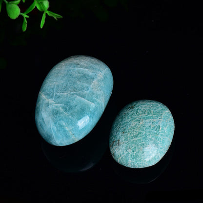Amazonite with natural mineral inclusion, palm worry stone