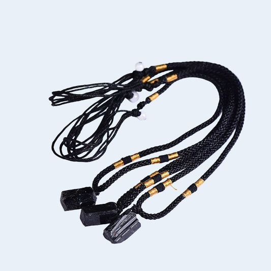 Bulk wholesale raw black tourmaline pendants, natural rough crystal necklaces for crystal shop inventory