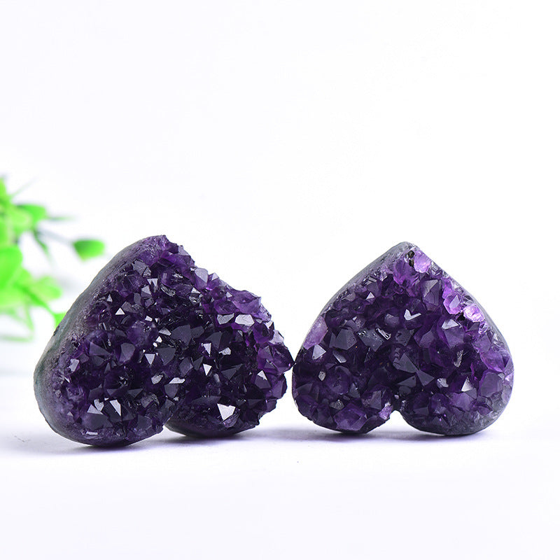 Natural purple amethyst crystal cluster heart, polished edge amethyst geode heart for crystal shop supply, home decor and gift