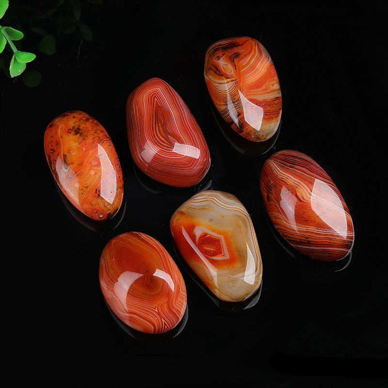 Bulk wholesale polished red banded lace agate palm worry stones