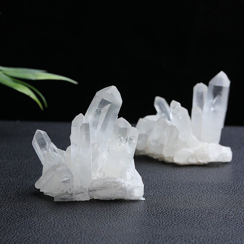 Clear quartz crystal point details, natural raw white quartz cluster for healing & decor