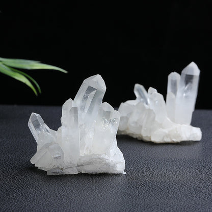 Clear quartz crystal point details, natural raw white quartz cluster for healing & decor