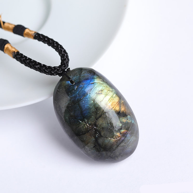 Labradorite blue flash detail, natural spectrolite crystal