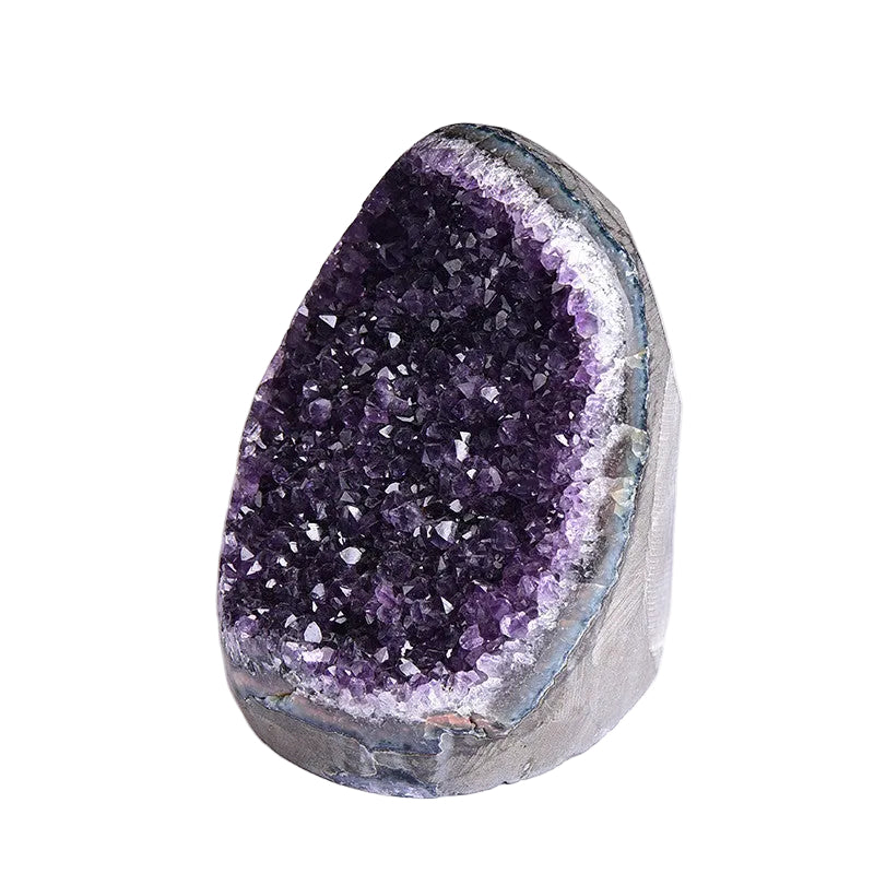 Natural dark purple amethyst geode with flat cut base, amethyst crystal cluster for wholesale crystal supply
