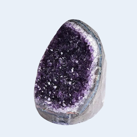 Natural dark purple amethyst geode with flat cut base, amethyst crystal cluster for wholesale crystal supply