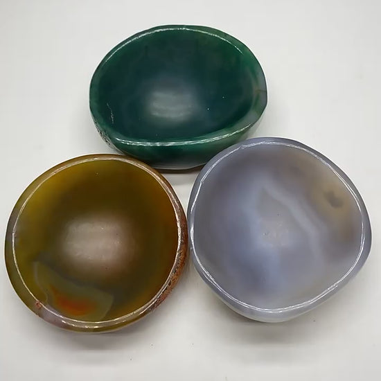 Mixed Color Agate Stone Bowls Bulk Crystal Storage Trays