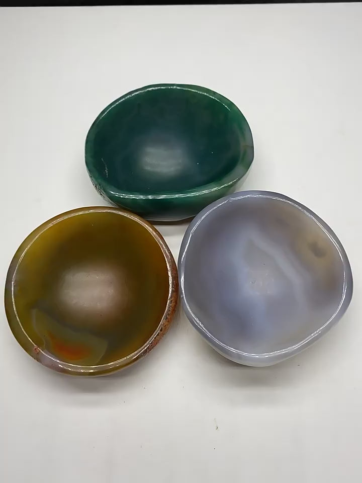 Mixed Color Agate Stone Bowls Bulk Crystal Storage Trays
