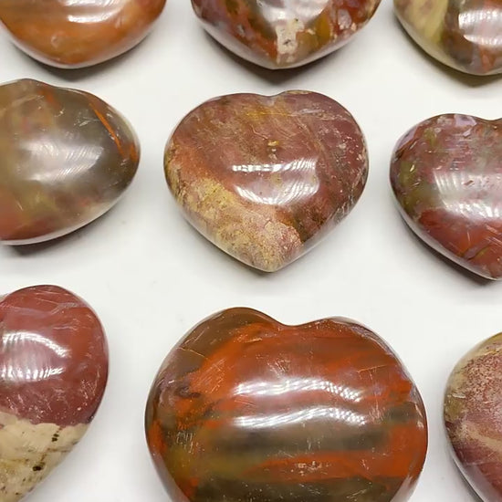 Bulk Petrified Wood Heart Worry Stones Natural Fossil Hearts
