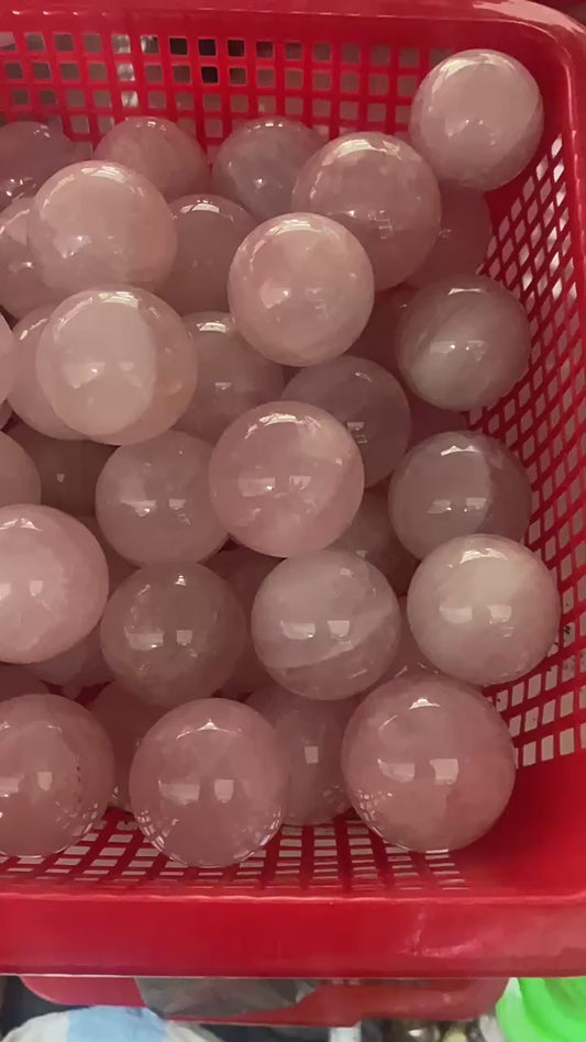 Bulk stock of natural rose quartz spheres, wholesale crystal ball for metaphysical shop bulk purchase