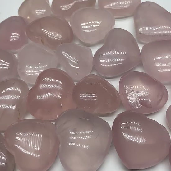 Bulk natural rose quartz heart stones, polished pink quartz hearts wholesale