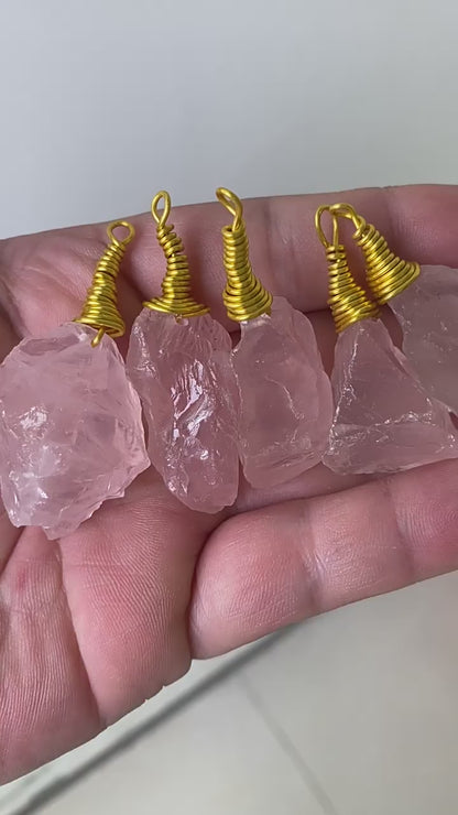 Wholesale Natural RawRose Quartz Raw Stone Pendants