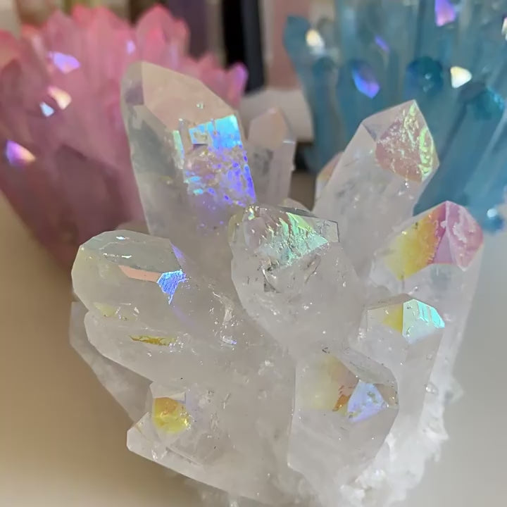 Aura Electroplated Quartz Crystal Cluster | Bulk Wholesale Colored Crystal Points