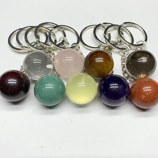 Natural Crystal Sphere Keychain Crystal Ring Wholesale