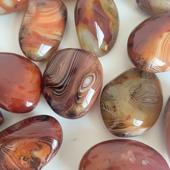 Bulk natural sardonyx lace agate palm stones, polished red banded agate tumbled crystals wholesale