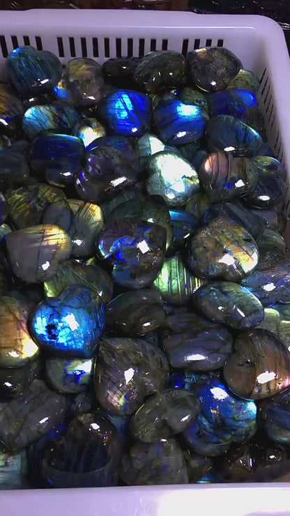 Flashy Natural Labradorite Heart Crystal Wholesale